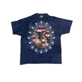 Vintage The Mountain XXL T-Shirt - Deer & American Flag - Dark Blue